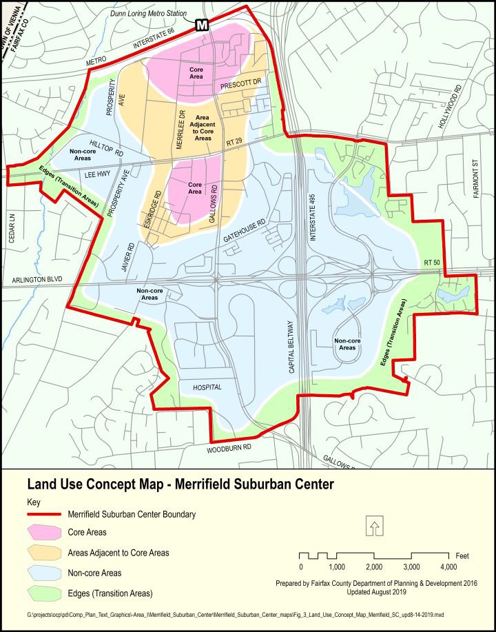 County regional map showing Dunn Loring Metro at I-66, Prosperity Avenue, Gallows Road, I-495 and Route 50